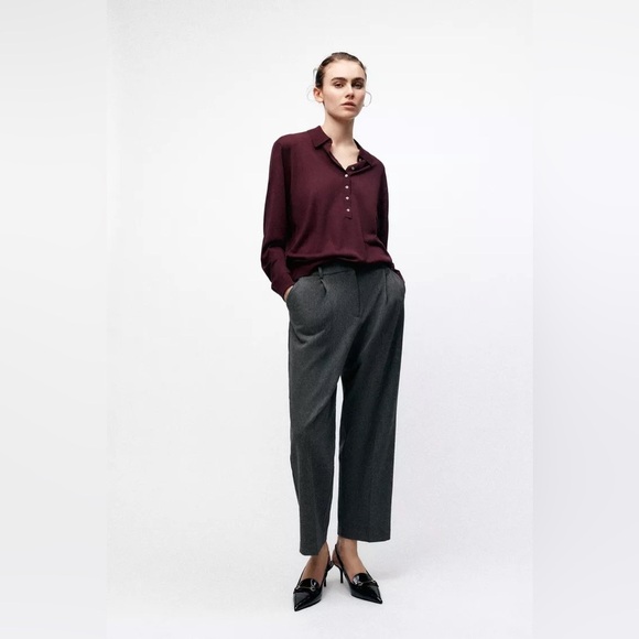 NWT ZARA STRAIGHT CUT PLEATED PANTS - Picture 4 of 9